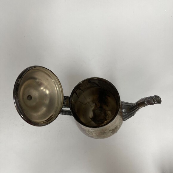 WM. Rogers 800 Silver-plate Tea Coffee Pot For Crafts Hinged Lid Eagle Star - Picture 8 of 9